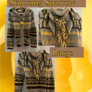 Women's Geometric Cardigan - Gray and Yellow